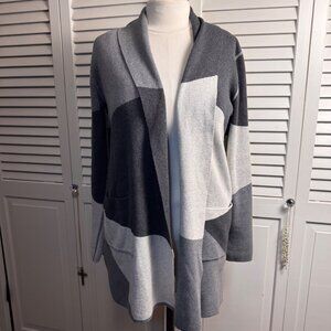 OST Hudson Color Collage Coat Gray Small Cardigan Sweater cotton cashmere blend